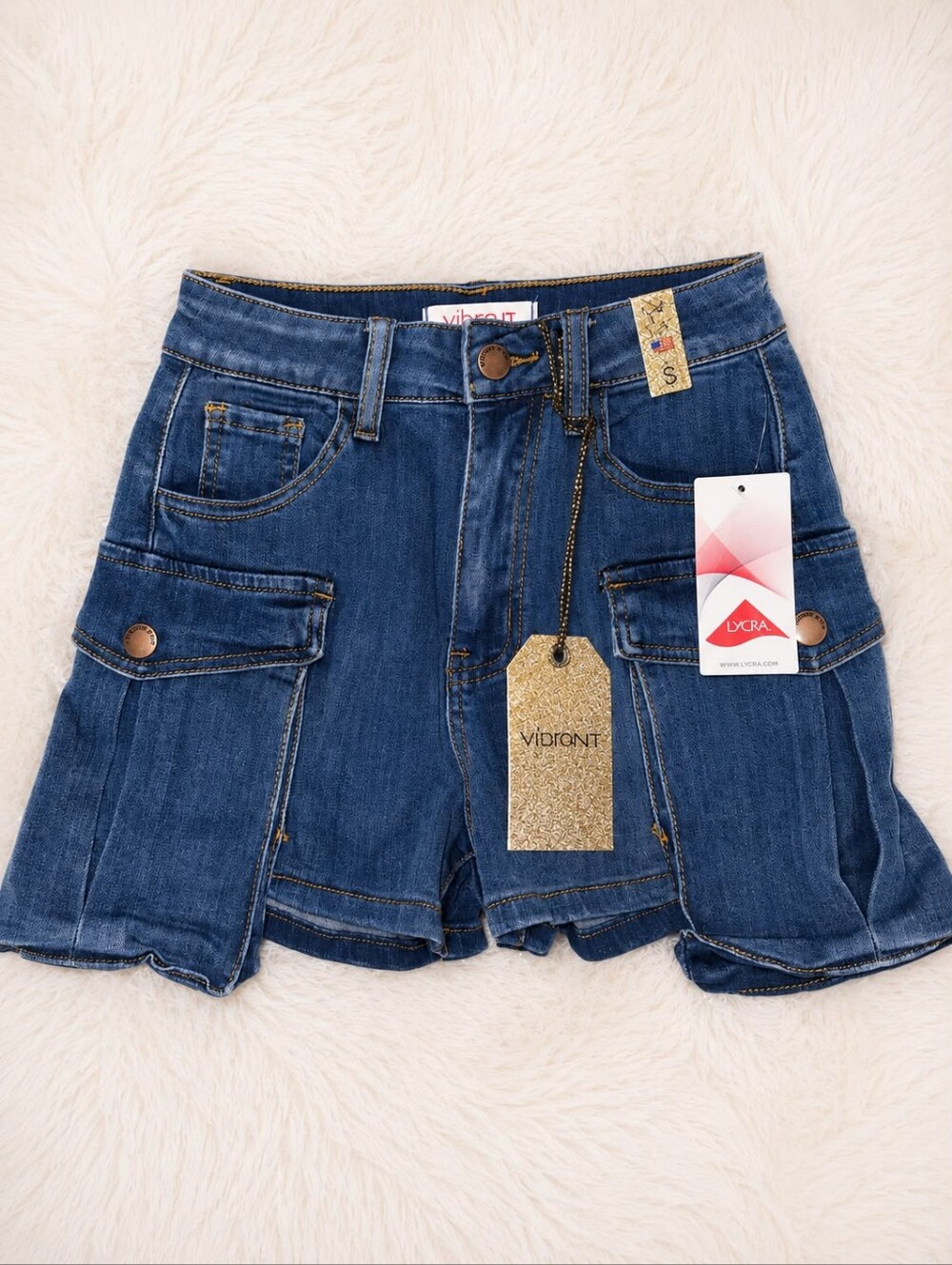 Vibrant Dark Blue Denim Cargo Shorts
